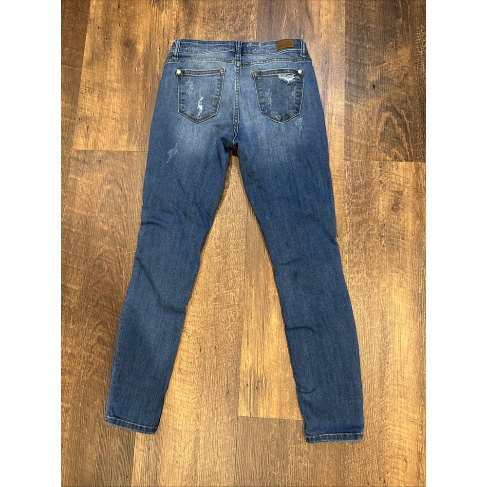 Judy Blue Skinny Fit Blue Distressed Animal Print Jeans, Size 7/28 - Picture 4 of 7
